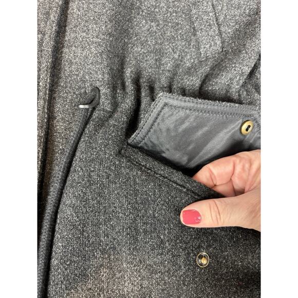 Madewell Vancouver Parka Coat Dark Grey Size XL Wool Blend Faux Fur Hood Pockets - Picture 12 of 16